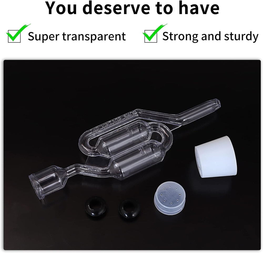 Bubble Airlock Set, 4 Airlocks for Fermenting, 4 Drilling #6 Stoppers and 8 Airl