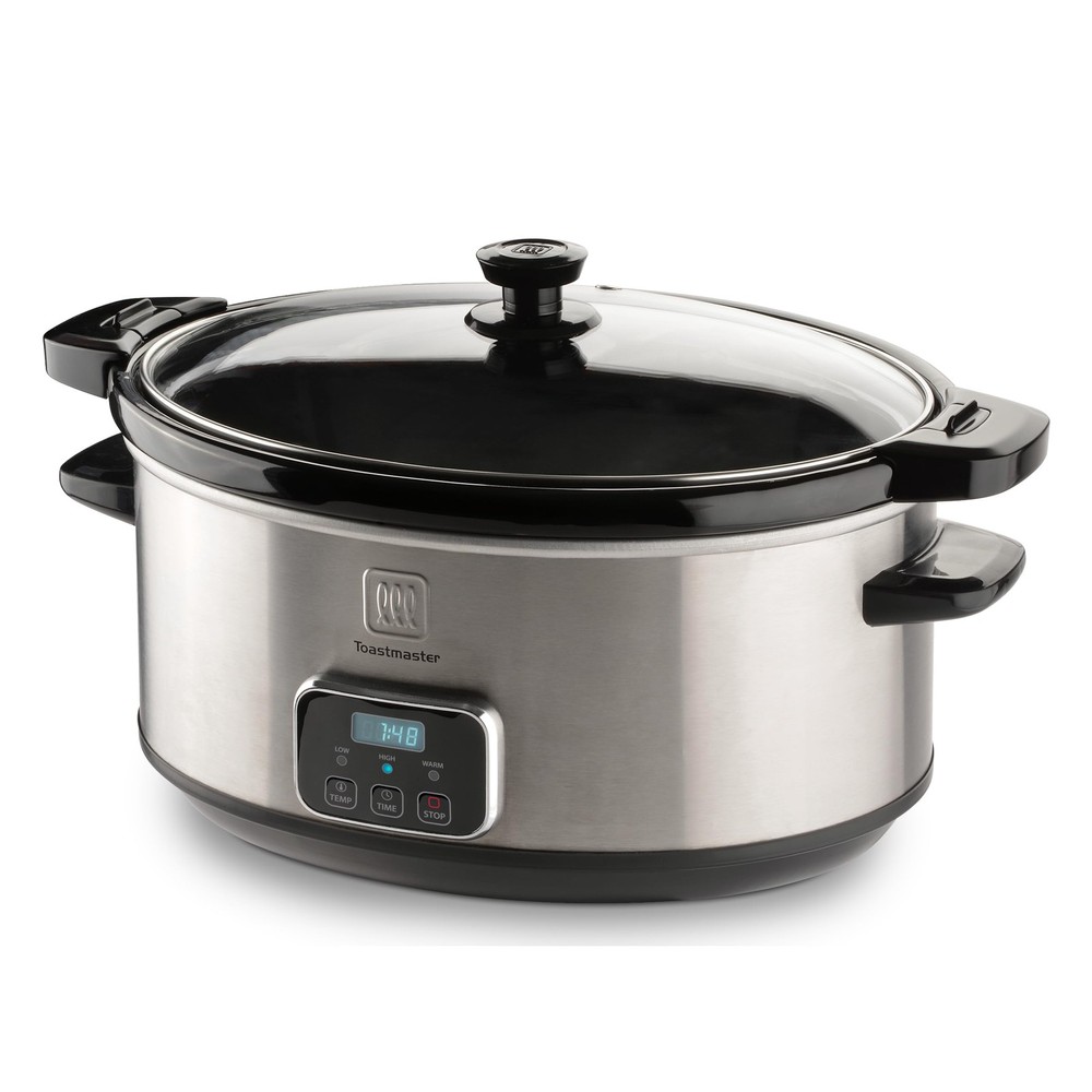 Toastmaster Slow Cooker with Locking Lid by Select 7 Quarts, Stainless/Black