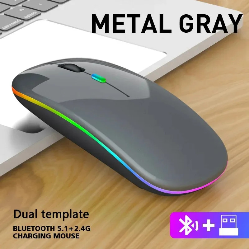 Wireless Mouse For Laptop PC Bluetooth RGB Rechargeable Mouses Wireless Computer
