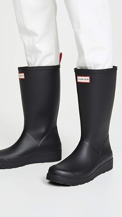Hunter Women's Play Tall Waterproof Pull On Rain Boots Black Size 9