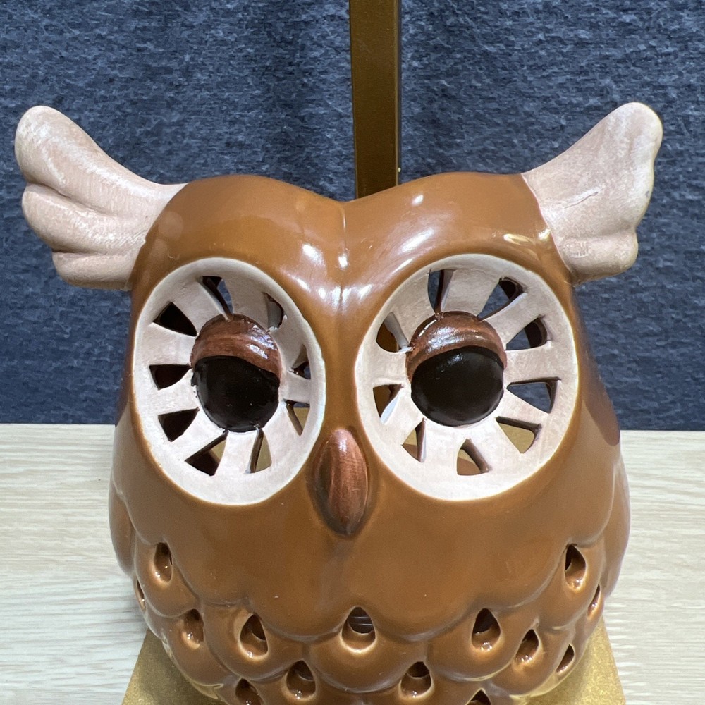 Ceramic Owl Brown Candle Tealight Holders Decorative