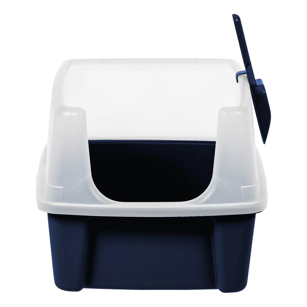 Inspired Essentials, High Sided Open Top Cat Litter Box with Scoop, Navy