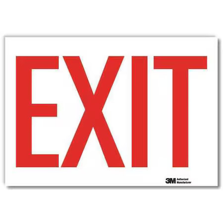 Lyle U1-1008-Rd_14X10 Exit Sign, Vinyl, 14" W, 10" H, Exit, White
