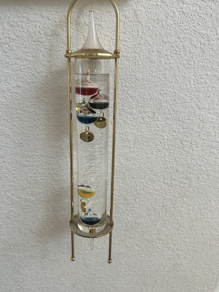 Glass Galileo Thermometer Brass Frame