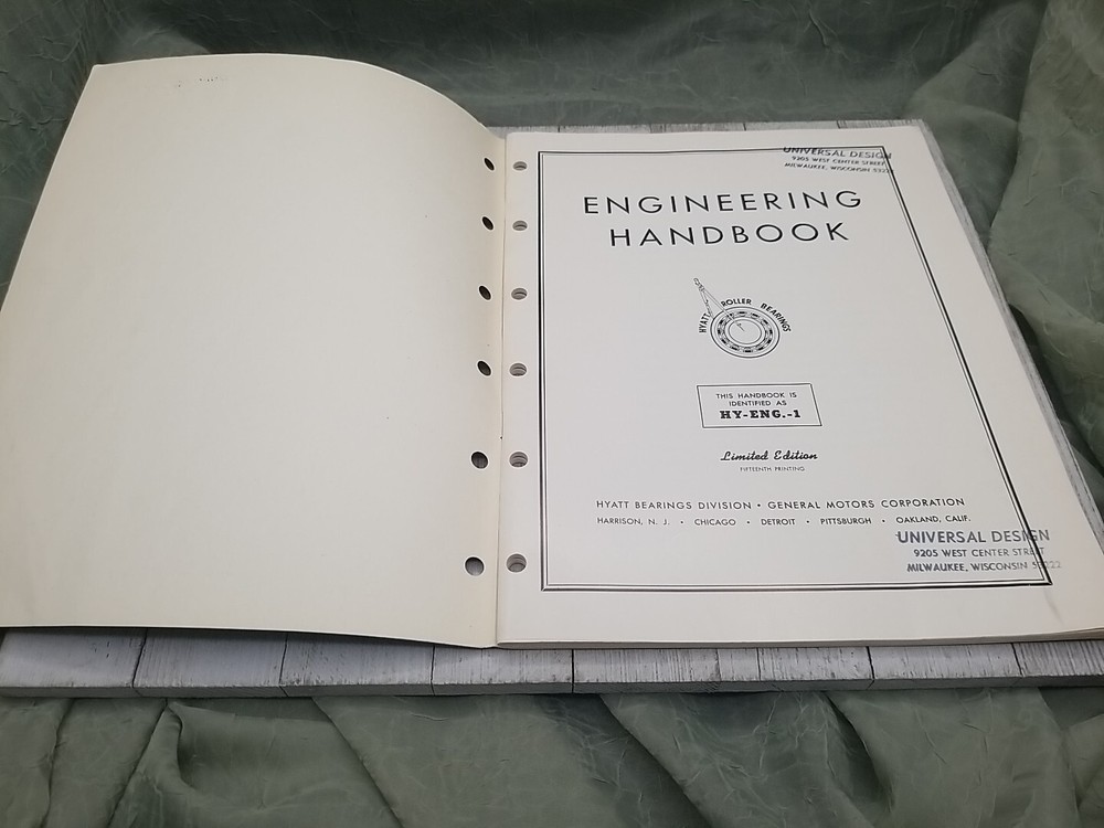 Vintage 1964 Hyatt Bearings Div Engineering Handbook Reference General Motors Co