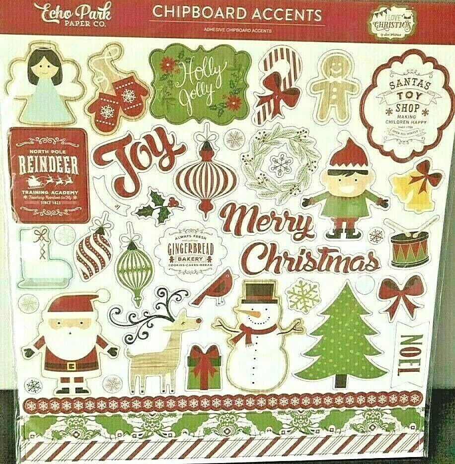 Echo Park 12"x 12" Chipboard Sticker sets~CHRISTMAS~U choose~ Quick Ship!