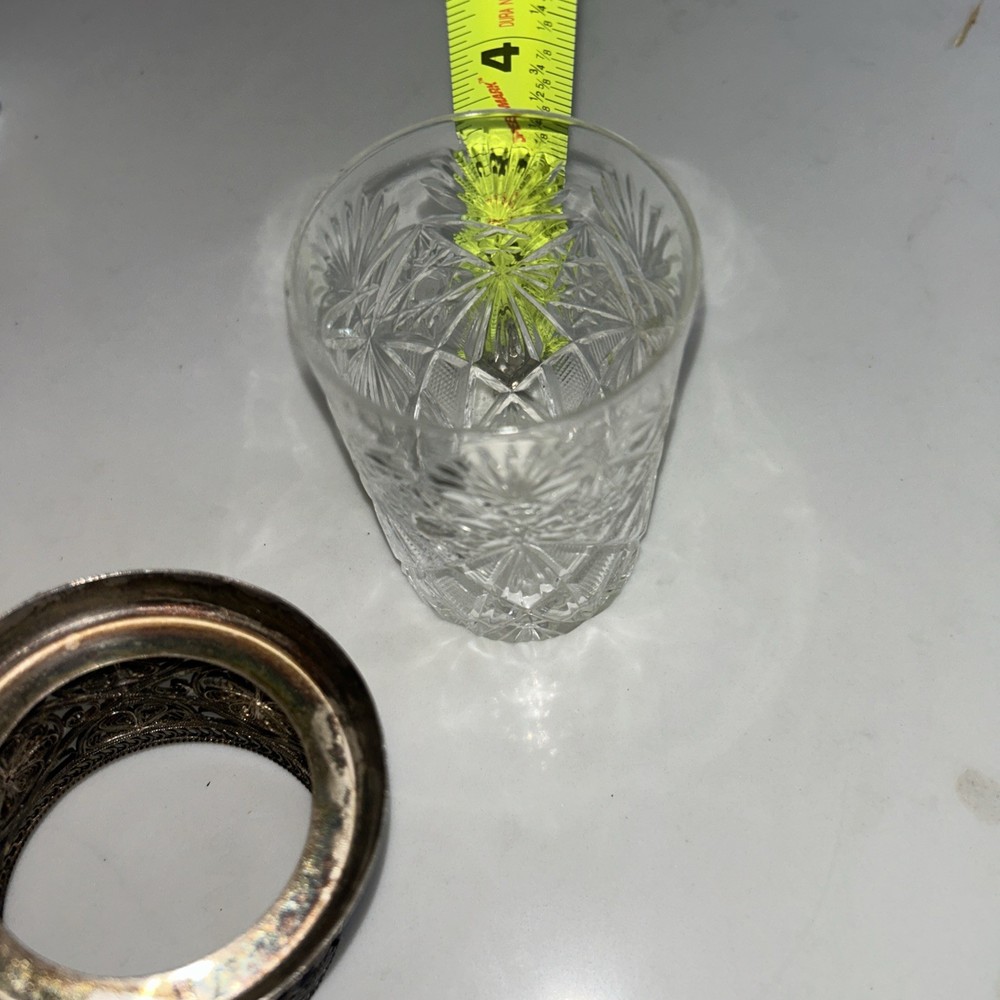 Russian crystal tea cup with silver