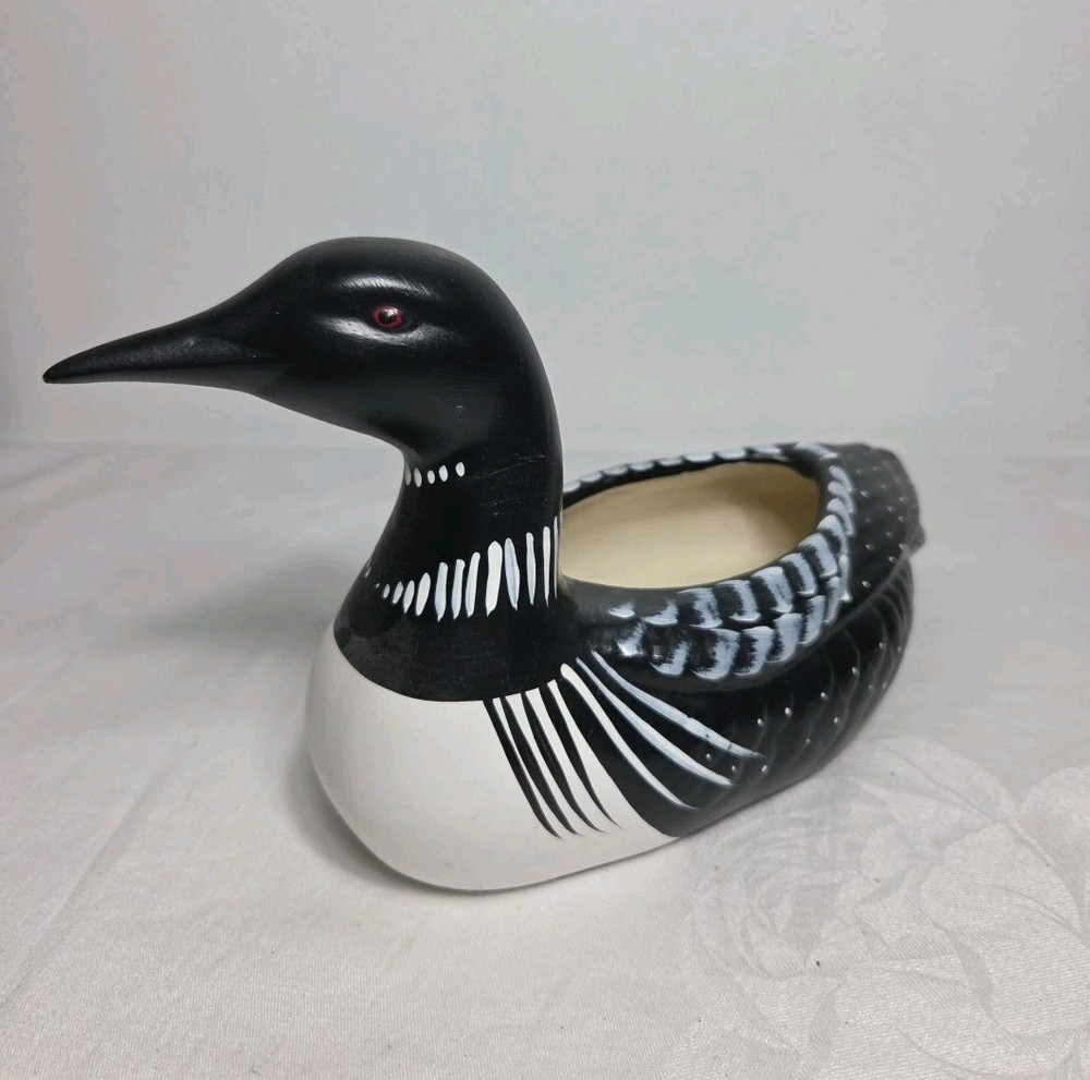 Beautiful 12" Hand Painted Vintage Loon Planter