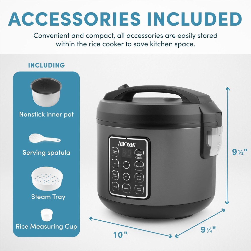 12-Cup (Cooked) Digital Rice & Grain Multicooker (ARC-966BD), Black
