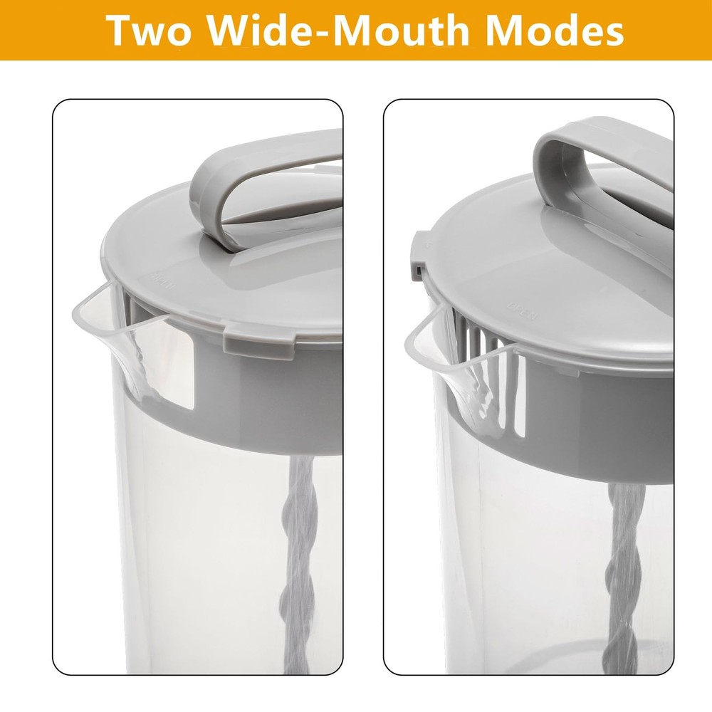 2 Pack Mixing Pitcher for Drinks 2 Quart/ 64oz Plastic Water Pitcher with Lid...