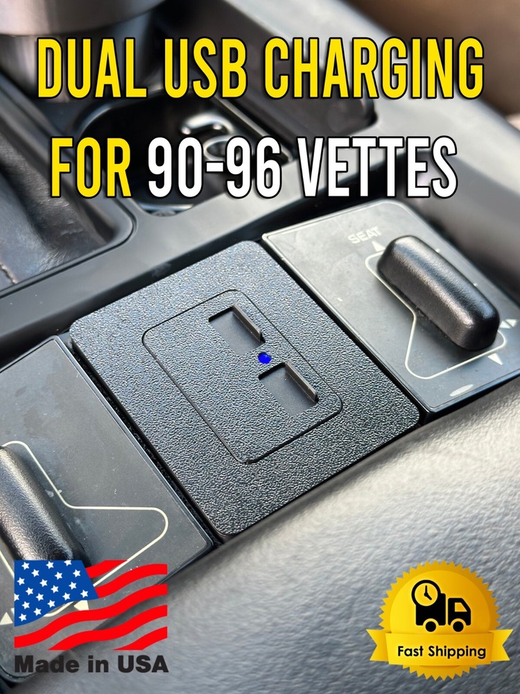 1990-1996 C4 Corvette Dual USB Charging Center Console FX3 Plate Replacement