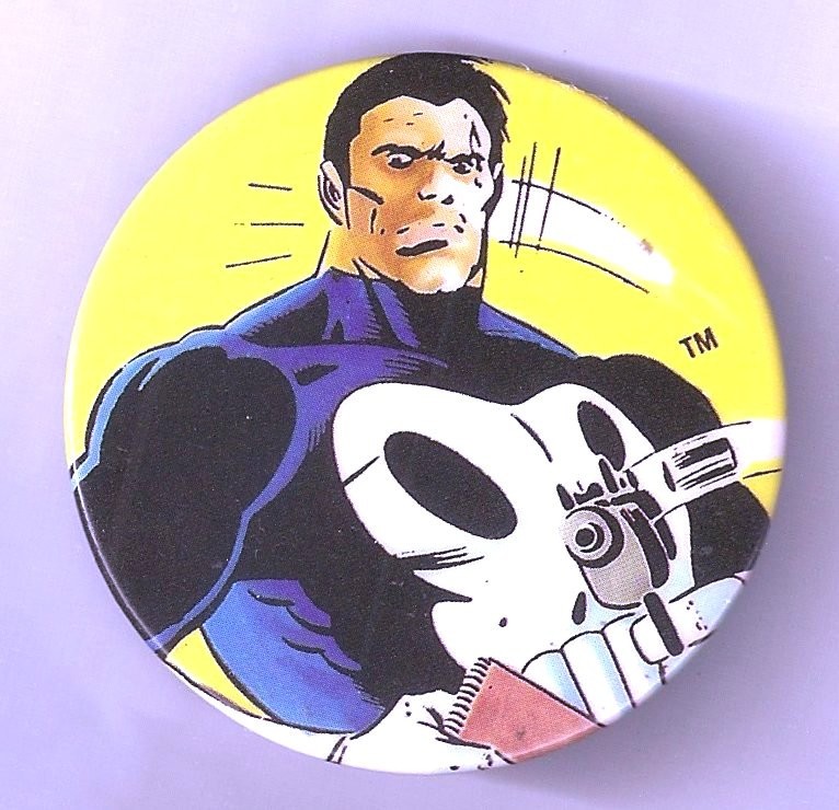 Punisher Vintage Button Pin Marvel Comics Mike Zeck  Art 1990s