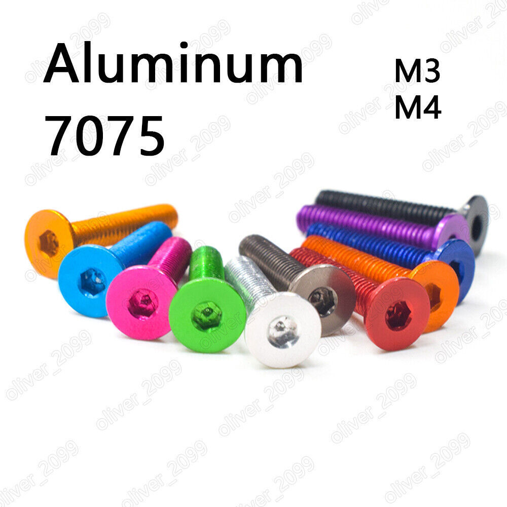 Colorful Aluminum 7075 Hex Socket Countersunk Flat Head Screws M3 M4