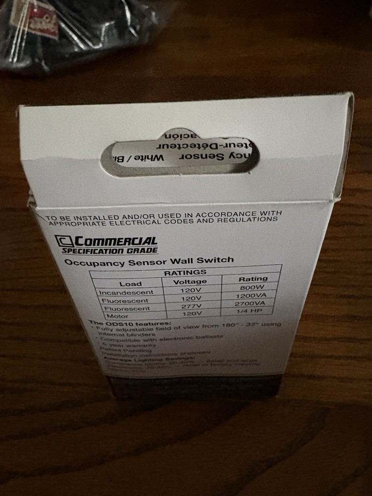 Leviton ODS10-IDW Decora 120/277V Wall Switch Occupancy Sensor White