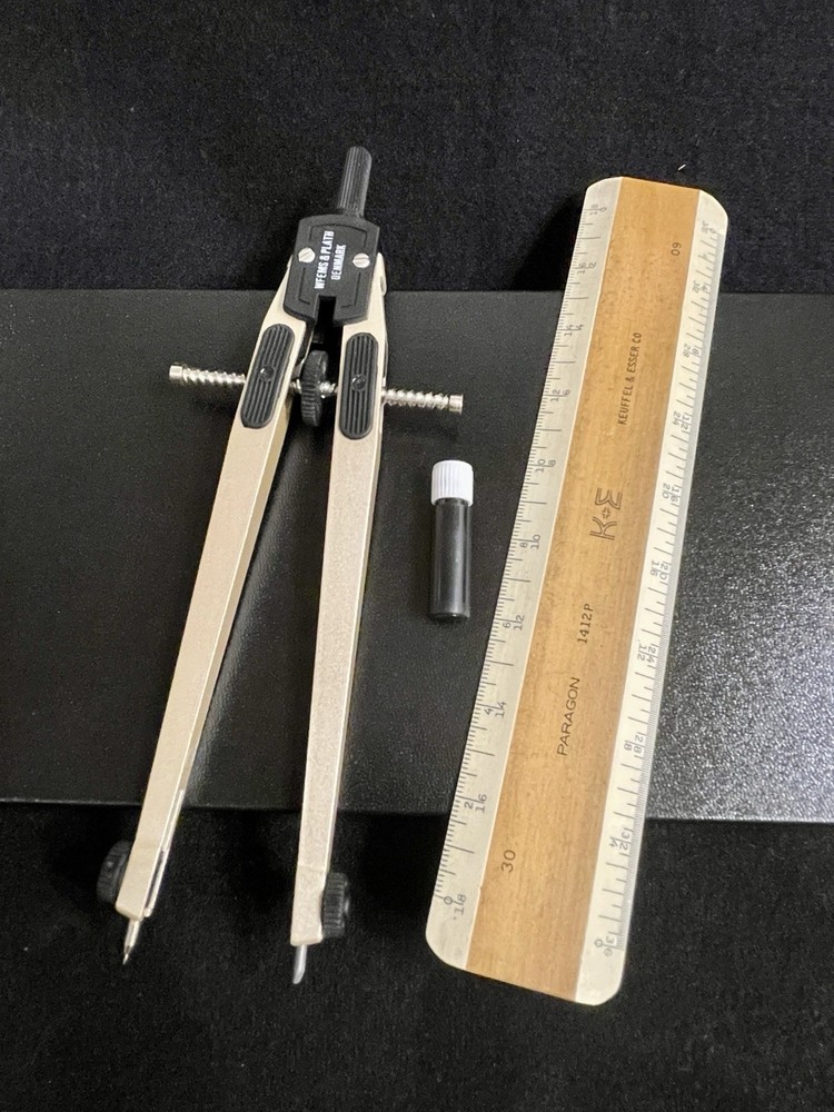 Weems & Plath ultralight geometry drafting compass #176 straightedge Denmark