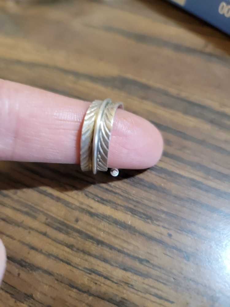 vandever Sterling Silver Adjustable Feather Open Thumb Ring