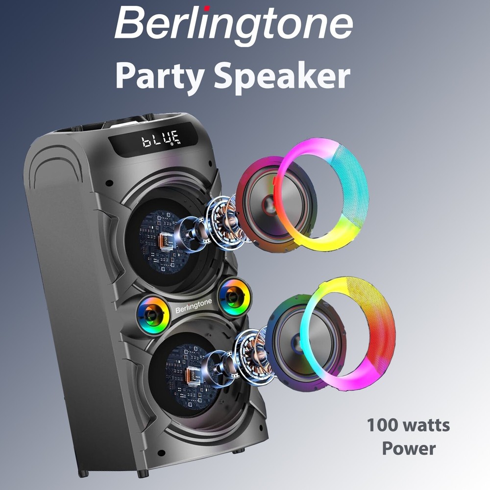 Berlingtone BR-37K, Bluetooth Speaker, Karaoke function with 2 VHF Wireless Mic
