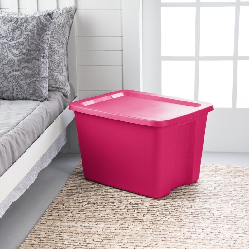 Large Storage Bin Snap-On Lid Stackable Plastic Container 18 Gallon Pack of 8 US