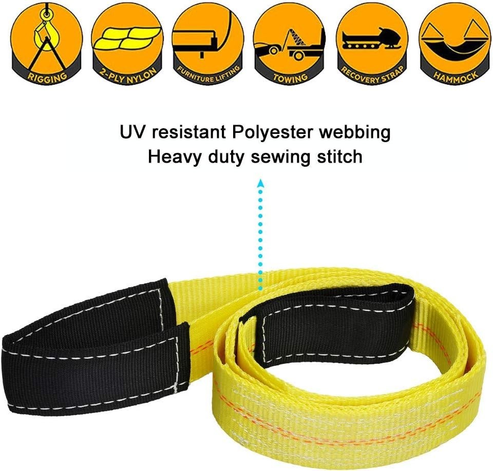 Pro-Grade 6ft x 2" Lifting Sling Straps - 100% Polyester, 10,000 lbs