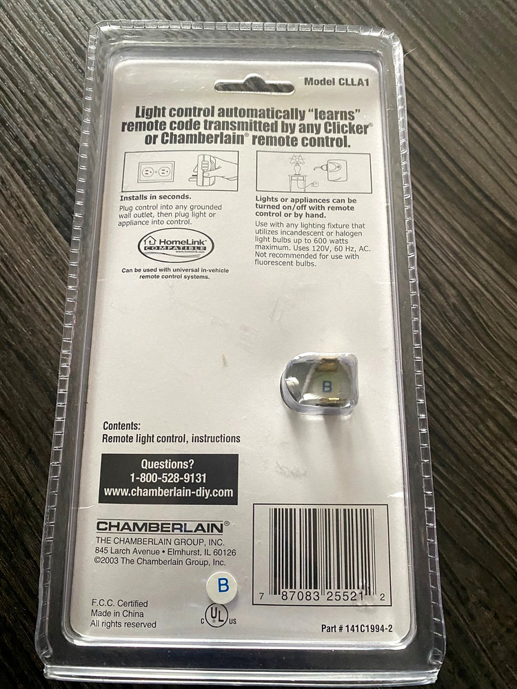**NEW** Chamberlain Remote Light Control Model CLLA1