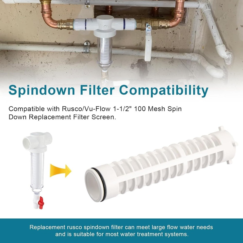 1-1/2" 100 Mesh Spin Down Filter Screen Replacement Rusco/Vu-Flow, Well Water...