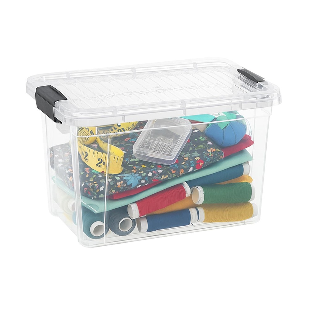 Mini Deep Storage Organizer Bin with Lid X-Deep Small Clear Storage Box with ...