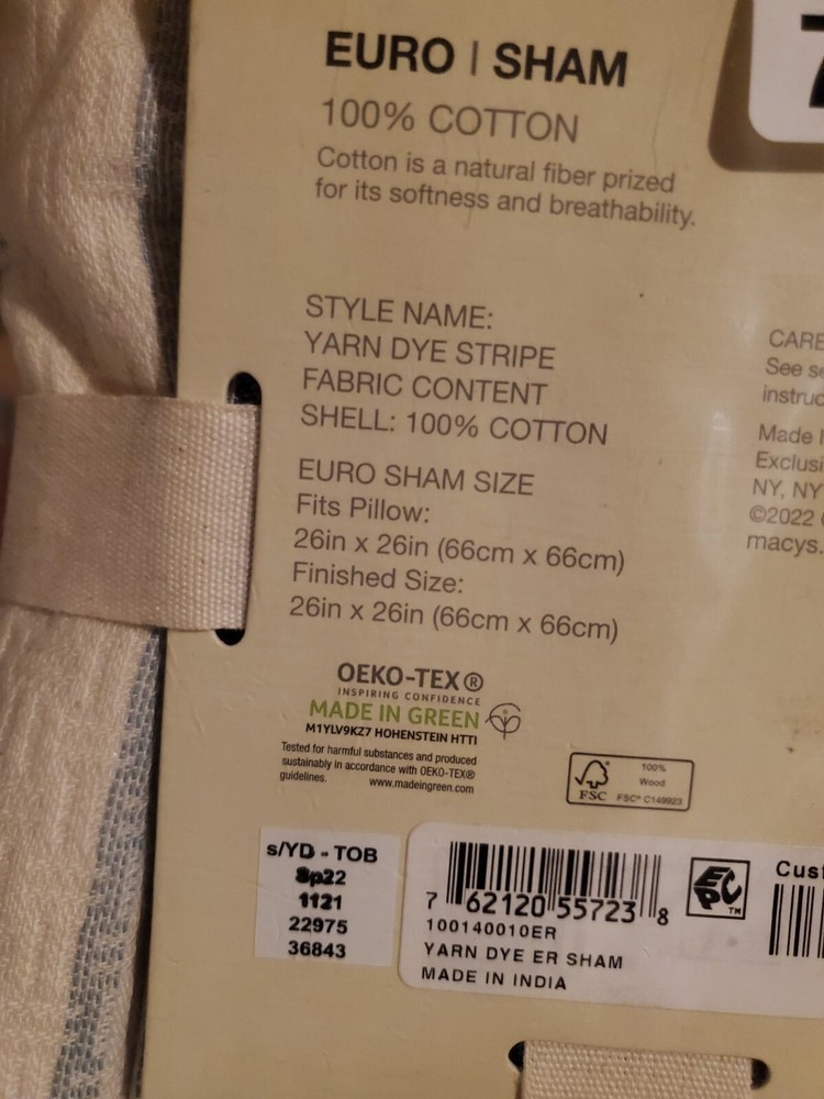 Oake Yarn Dye Stripe Single Sham Standard Cotton