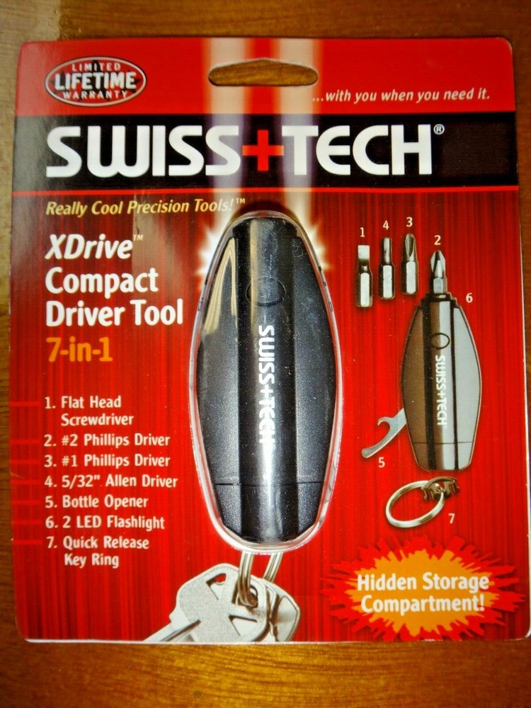 SWISS TECH X-DRIVE 7-in-1 COMPACT DRIVER TOOL PHILLIPS & FLAT SCREWDRIVERS NEW