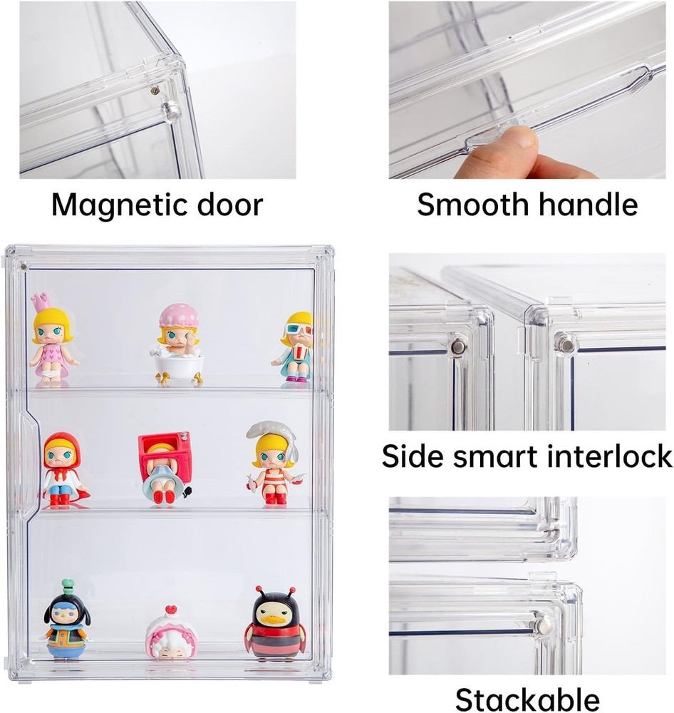 Stackable Clear Acrylic Organizer for Action Figures - Magnetic Access - 2 Pack