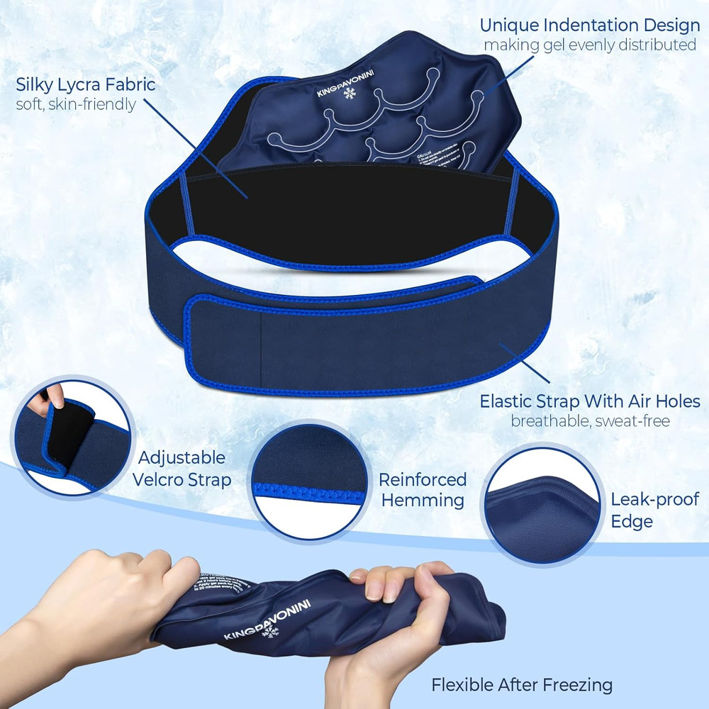 Extra Large Reusable Ice Pack for Back Pain Relief - 2 Pack with Strap