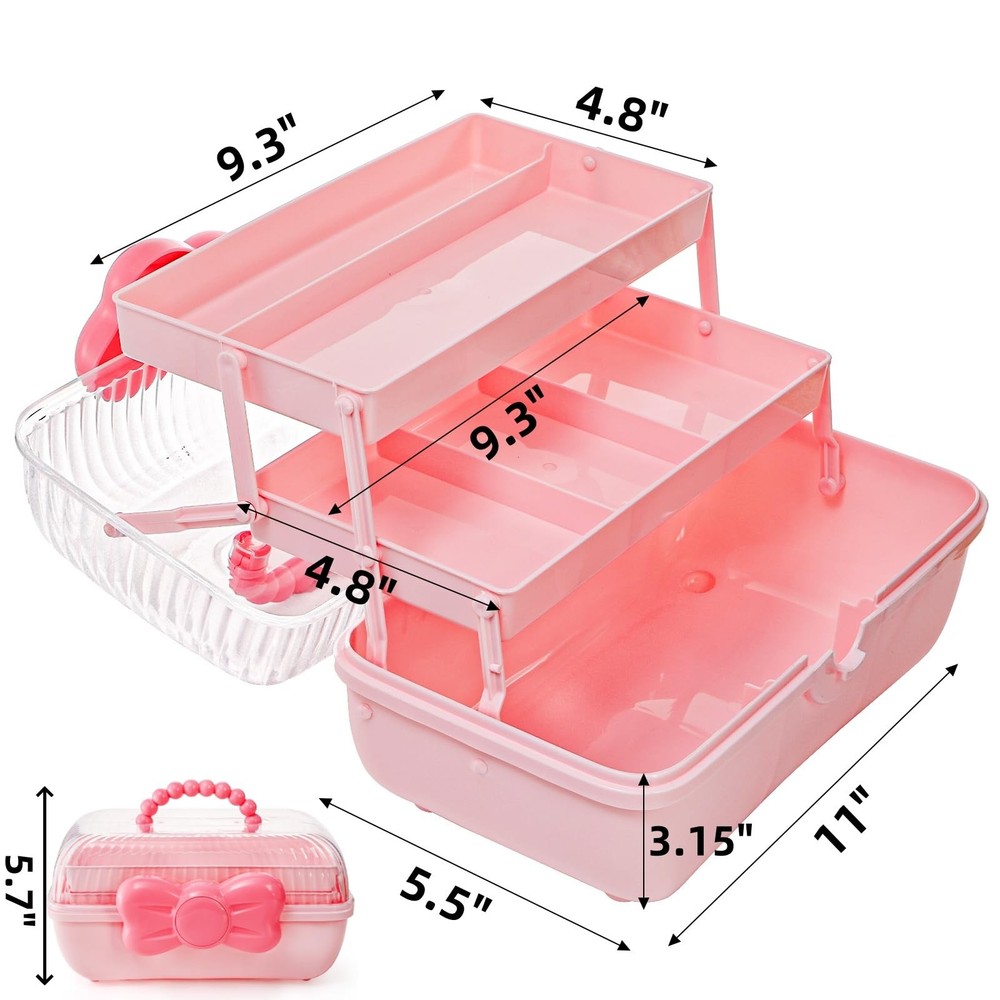 11" Three-Layer Multipurpose Storage , Clear Plastic Art Craft Organizer, Por...