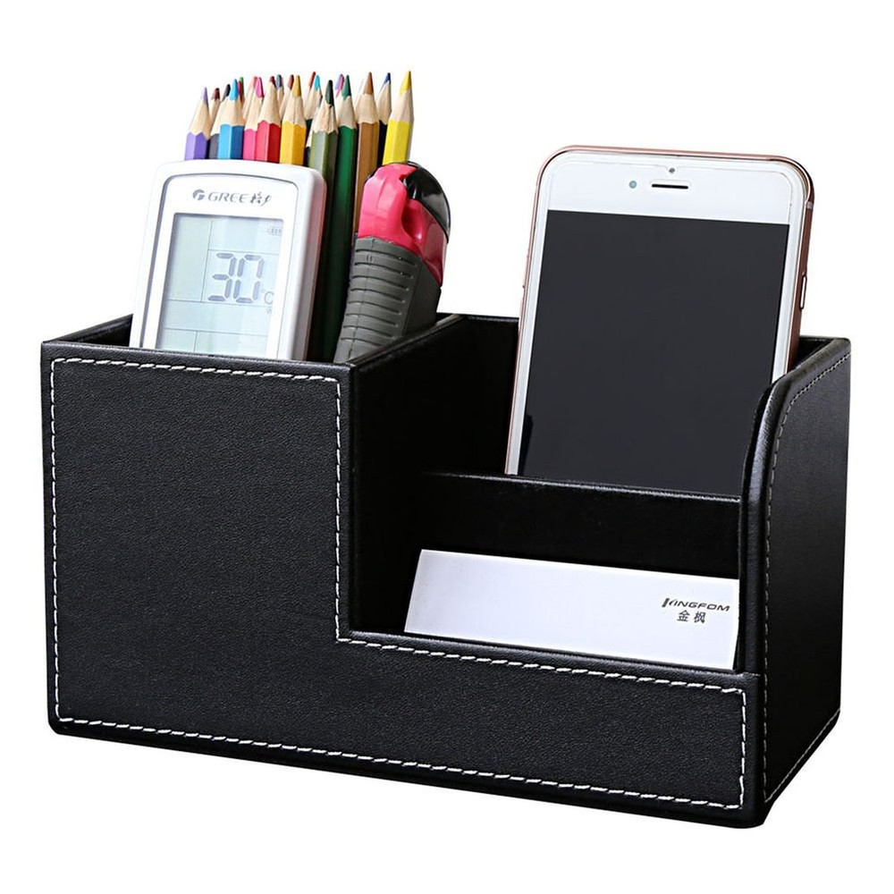 KINGFOM Desk Organizer Office Supplies Caddy Pu Leather Multi-function Storag...