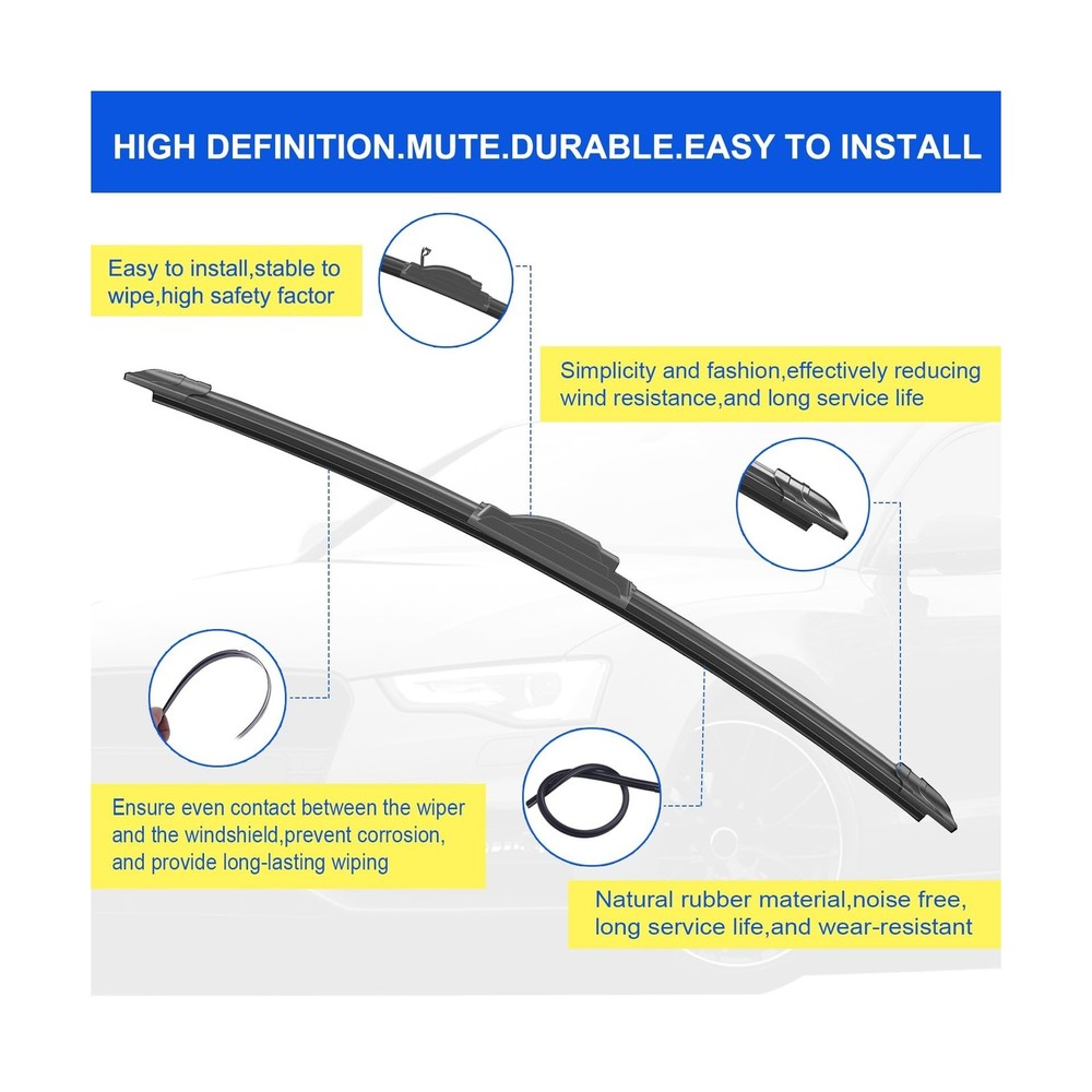 OEM Quality 26" + 16" Premium All-Seasons Durable Stable and Quiet Windshield...