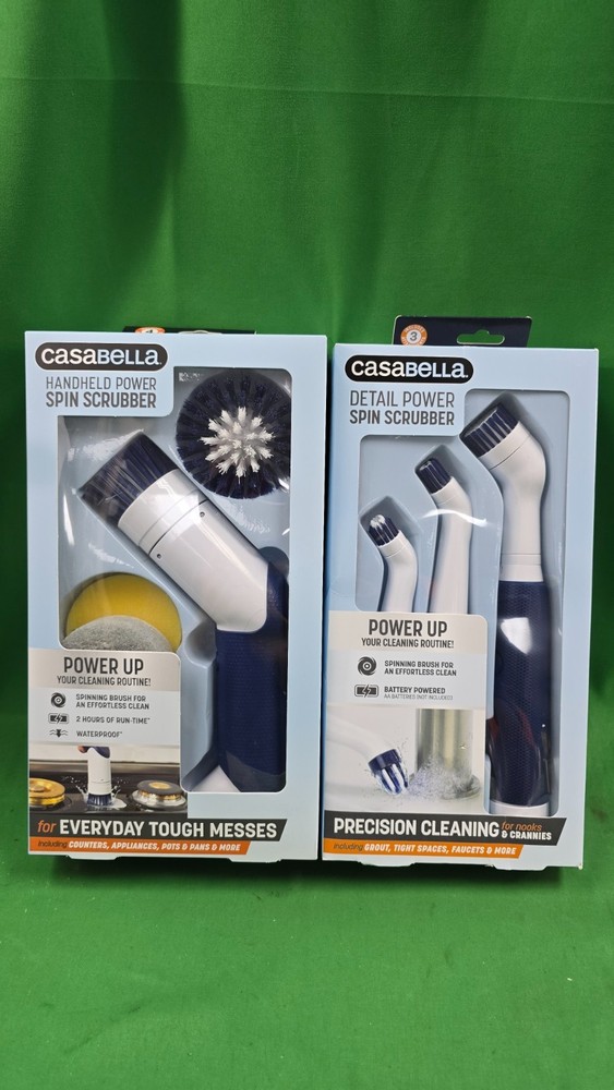 Casabella Handheld & Detail Power Spin Scrubber BUNDLE NEW (E14)