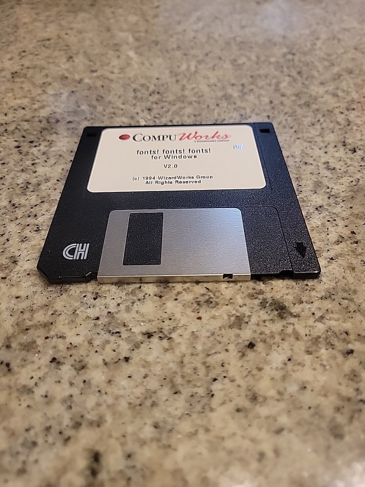 Wizard Works Fonts for Windows 1994 Vintage Floppy Disk Rare Font Software