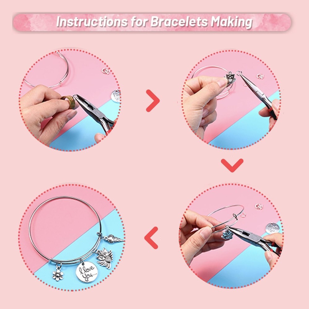 Bangle Bracelets Making Kit 317 Pcs Charm Bracelet Making Kit with Expandable Ba