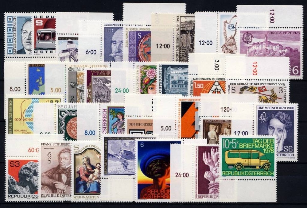 AUSTRIA . 1978 Commemoratives .  29 Stamps .  Mint Never Hinged