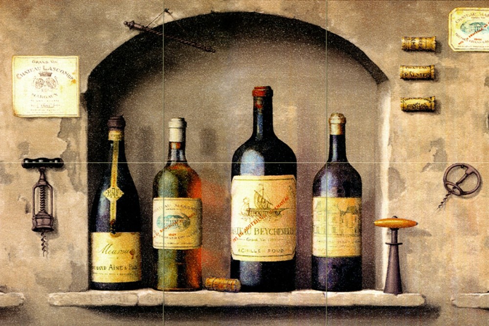 18 x 12 Art Mural Ceramic Wine Bottle Decor Backsplash Bath Tile #318