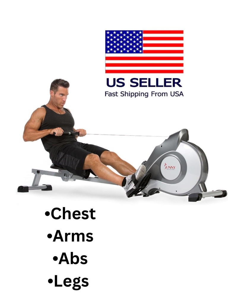 Magnetic Rowing Machine w 53.4" Extended Slide Rail Quiet Resistance & App