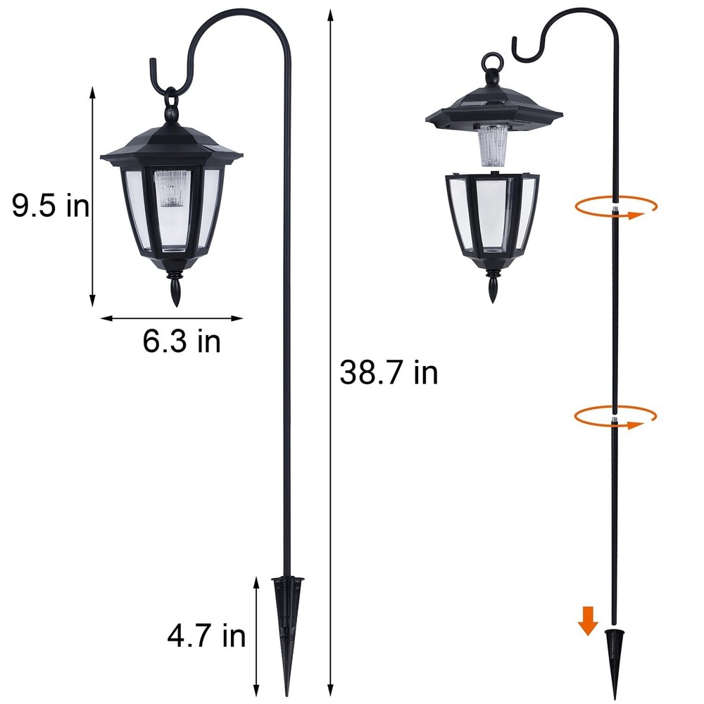 Dynaming 2 Pack Solar Hanging Lights 38" Hooks