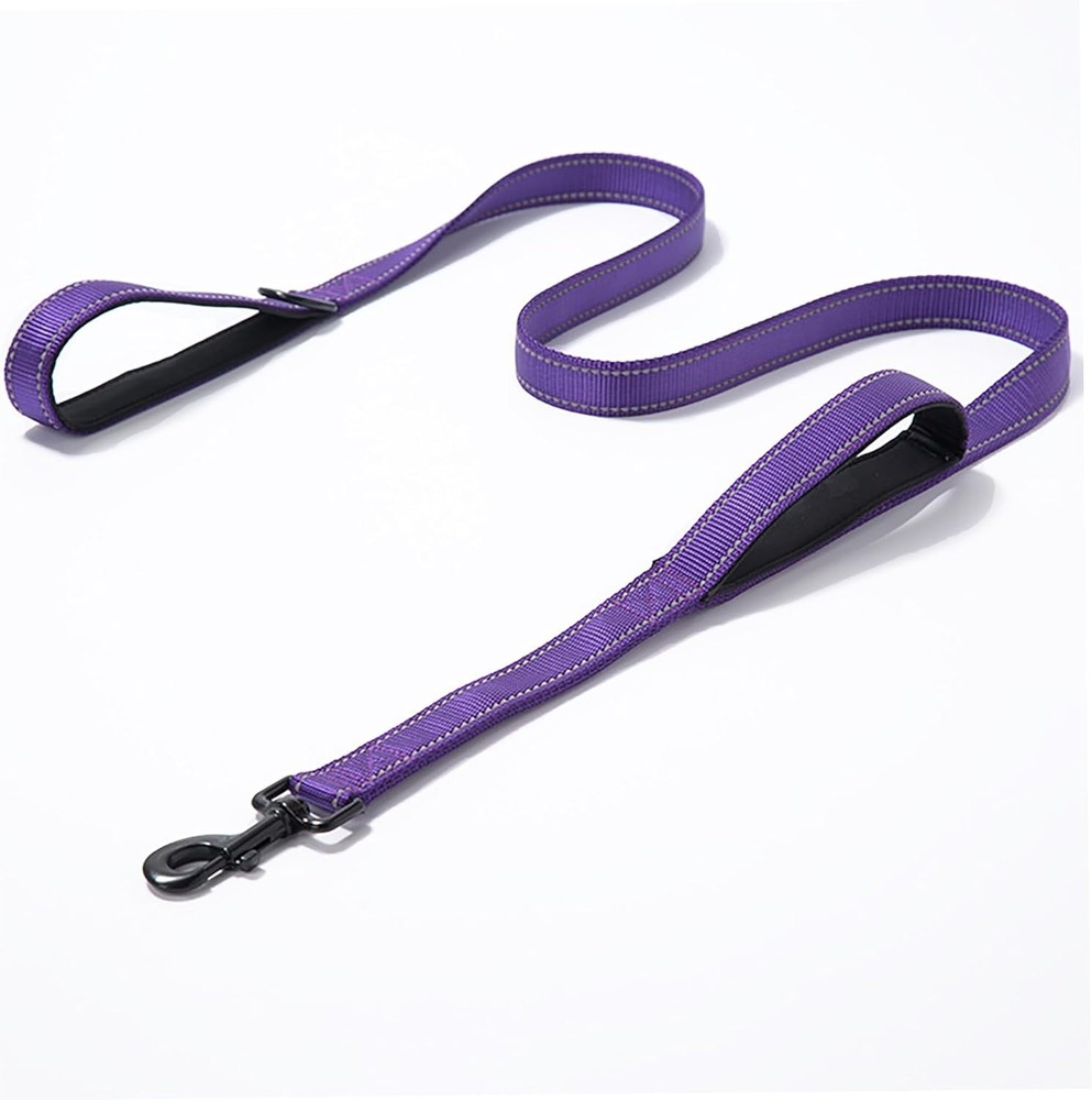 Heavy Duty Dog Leash - 2 Handles by Padded Traffic Handle for Extra Control