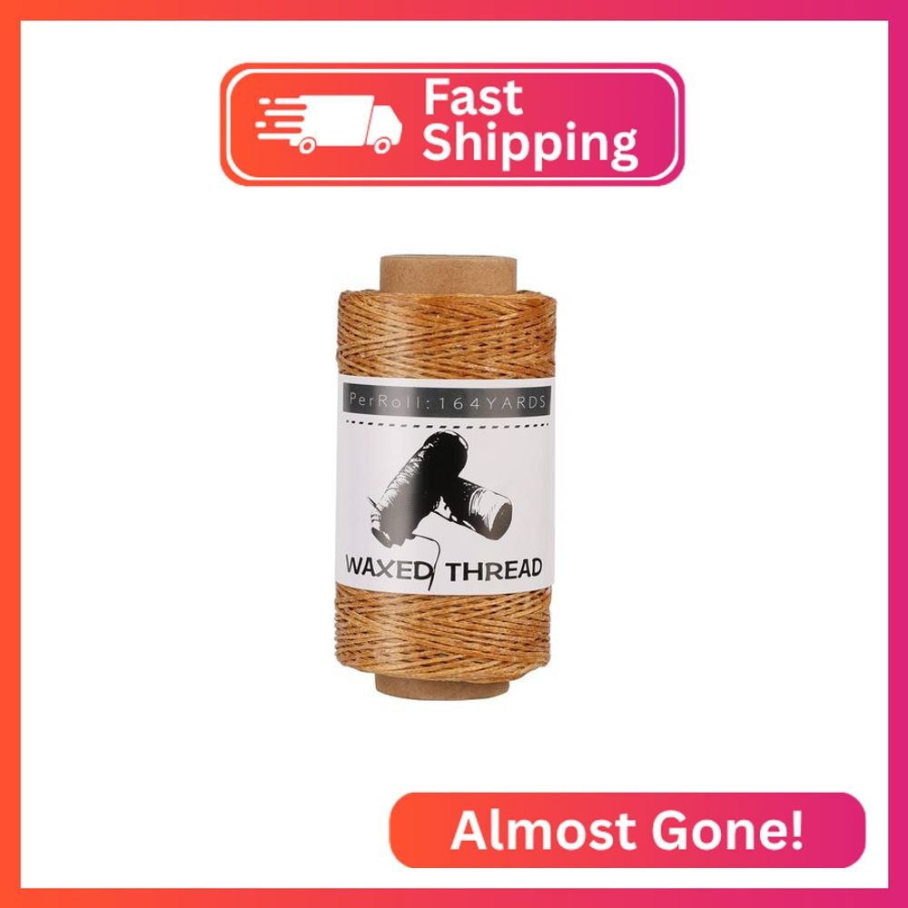 Jupean Waxed Thread, 150m /164Yards Medium Coffee Leather Thread, Leather Sewing