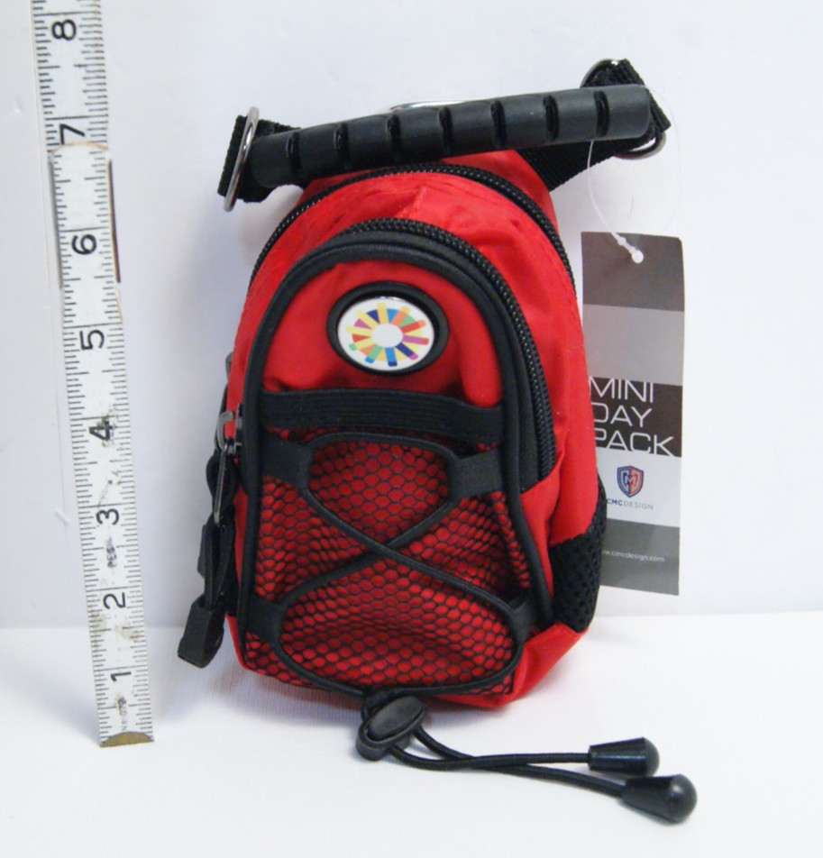 Mini Day Pack Red Black - CMC Design - With Handle & Clip - No Strap - NEW NWT
