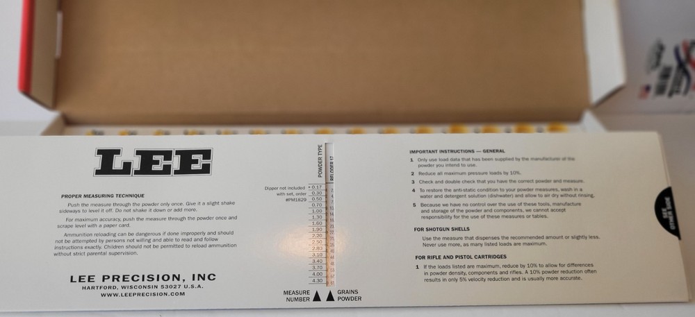 LEE Improved Powder Measure Kit Dipper 90100