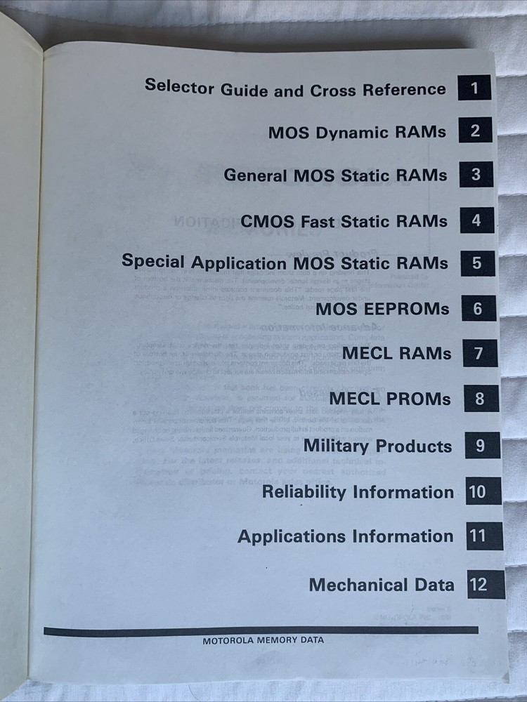 Vintage 1988 MOTOROLA Memory Data Series E Rev 4