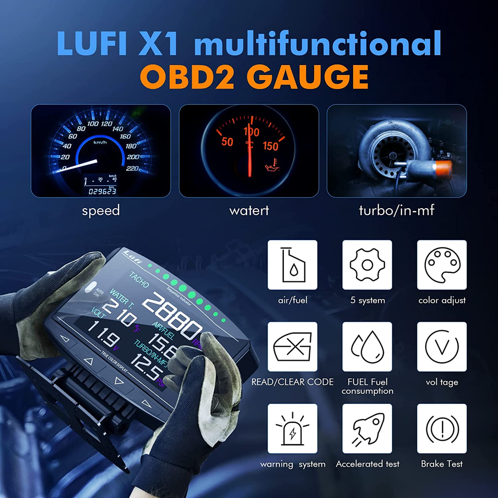 All-In-One Car HUD with Obd Scanner, Multi-ECU Data Combination Cluster