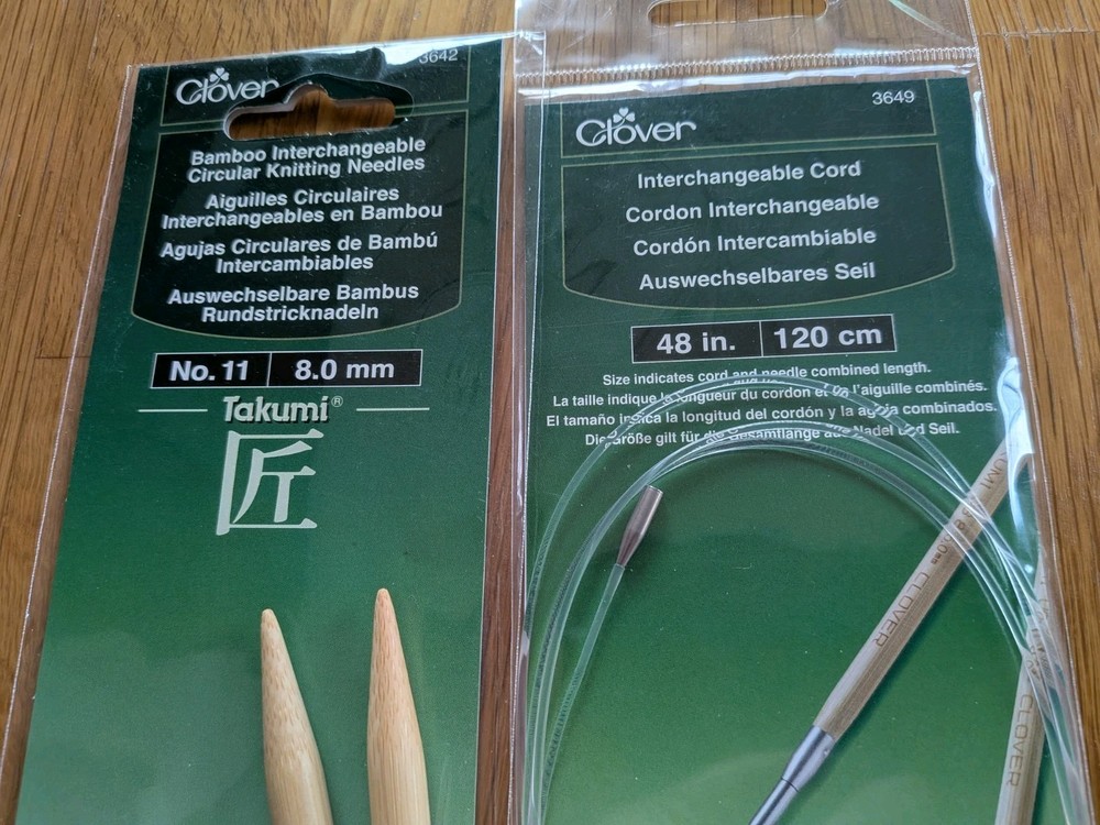 Clover Interchangeable Cord-48 Inches (2Pk) & Bamboo Interchangeable Needles