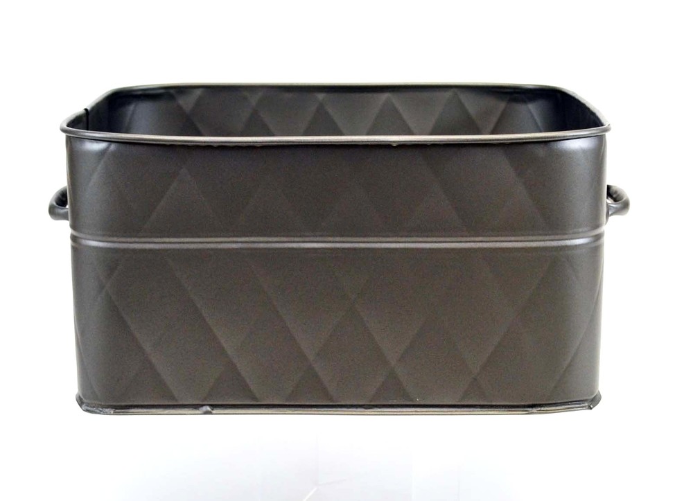 Rectangular Metal Utility Box, Quilted Pattern-6.25"H X 10.5"W X 12.5"L