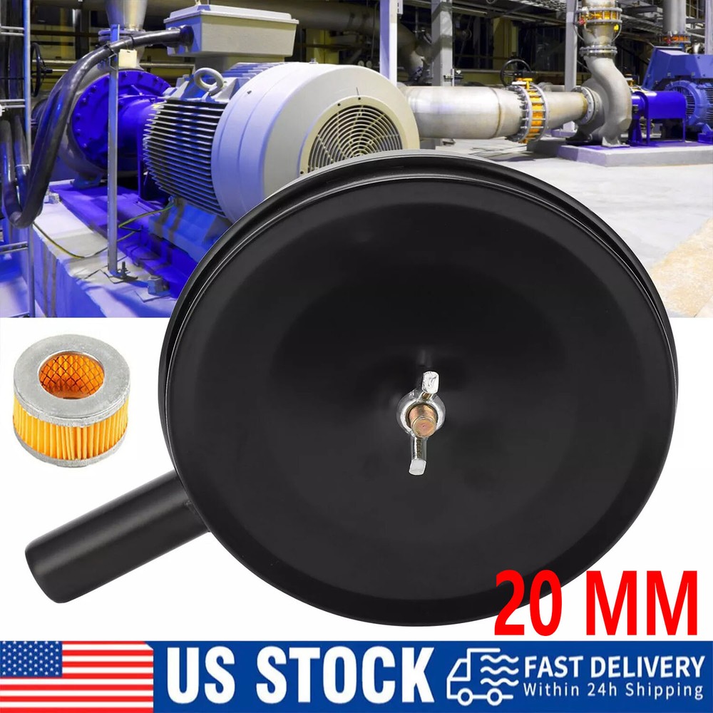1/2" Compressor Male Threaded 20mm Air Intake Silencer Filter Black Metal Shell