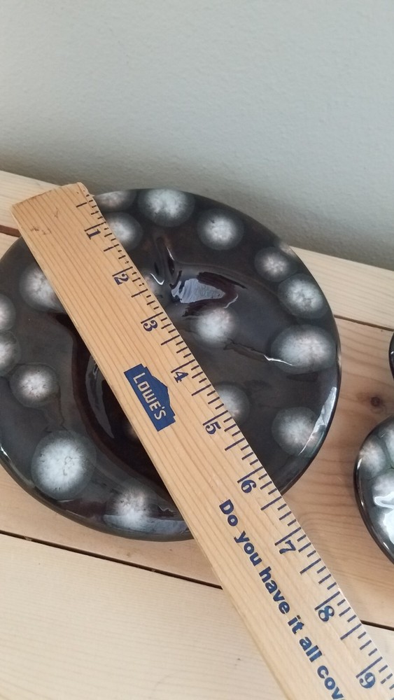 Vintage Glazed Ceramic Mcm Ashtray Set Signed J.